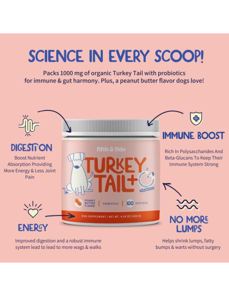 Suplemento para Perros Fifth & Fido - Hongo Cola de Pavo 100 Porciones