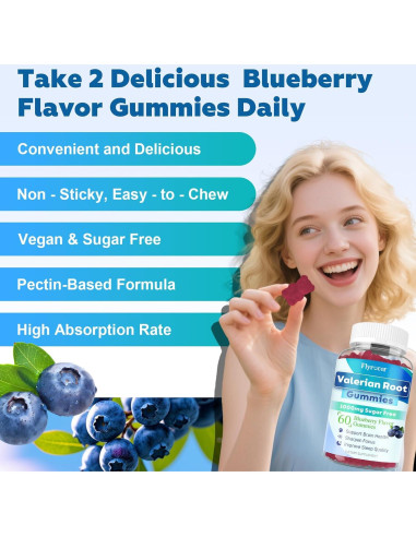 Gomitas de Raíz de Valeriana Flyrocer 60 Unidades Sabor Arándano