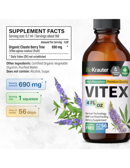 Suplemento de Baya de Vitex BIO KRAUTER 118 ml Vegano