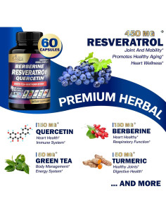 Suplemento de Resveratrol Cadane - 60 Cápsulas 10 en 1 2