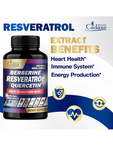 Suplemento de Resveratrol Cadane - 60 Cápsulas 10 en 1