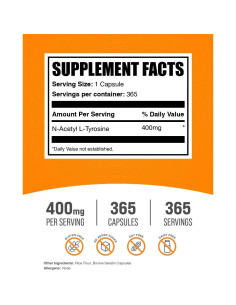 Cápsulas de N-Acetil L-Tirosina BulkSupplements 400mg - 365 Unidades 2