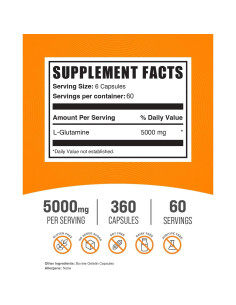 Cápsulas de L-Glutamina BulkSupplements 5000mg 360 Unidades 2
