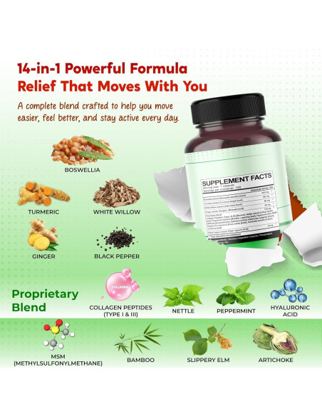 Suplemento Articular PeakPury 150 Cápsulas - Boswellia, Cúrcuma, Jengibre