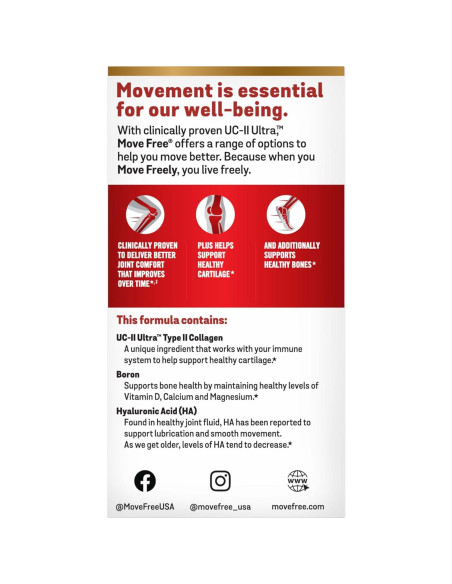 Suplemento Articular Move Free Ultra - Colágeno Tipo II 64 Tabletas
