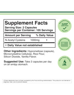 Suplemento NAC N-Acetil Cisteína 1000mg 210 Cápsulas Double Wood 2