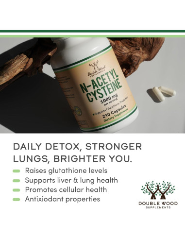 Suplemento NAC N-Acetil Cisteína 1000mg 210 Cápsulas Double Wood