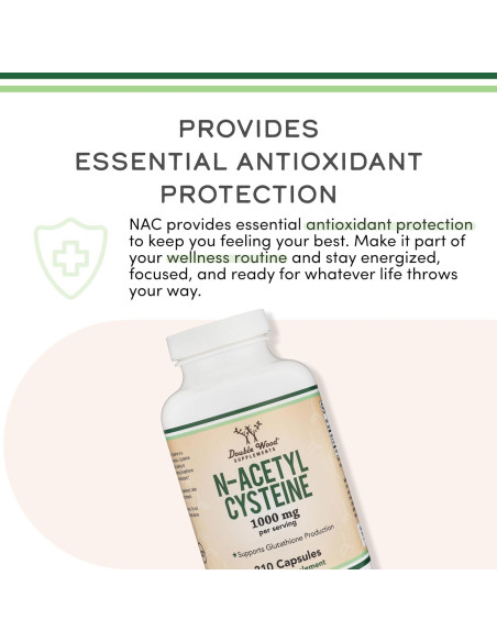 Suplemento NAC N-Acetil Cisteína 1000mg 210 Cápsulas Double Wood