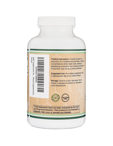 Suplemento NAC N-Acetil Cisteína 1000mg 210 Cápsulas Double Wood