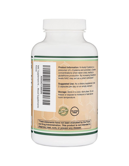 Suplemento NAC N-Acetil Cisteína 1000mg 210 Cápsulas Double Wood
