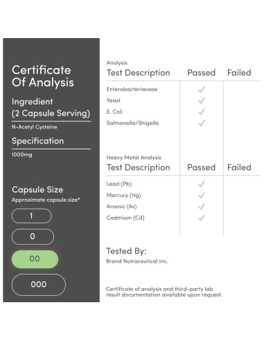 Suplemento NAC N-Acetil Cisteína 1000mg 210 Cápsulas Double Wood
