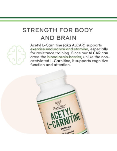 Acetil L-Carnitina 1000mg Double Wood 150 Cápsulas