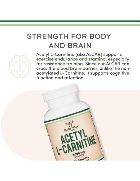 Acetil L-Carnitina 1000mg Double Wood 150 Cápsulas