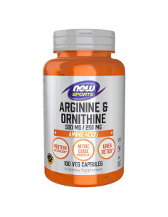 NOW Sports Arginina y Ornitina 500/250 mg 100 Cápsulas Veganas