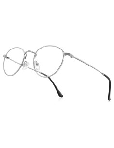 Gafas Redondas de Metal Vintage Anti Luz Azul 1.75x Plata