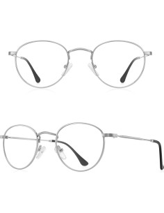 Gafas Redondas de Metal Vintage Anti Luz Azul 1.75x Plata 2