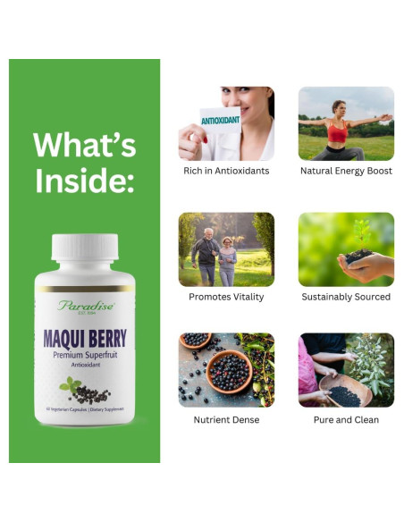 Extracto de Baya Maqui Orgánico Paradise Herbs 400 mg 60 Cápsulas