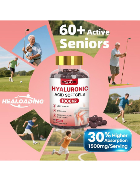 Suplemento de Ácido Hialurónico 1000mg HEALOADING - Hidratación Piel y Articulaciones