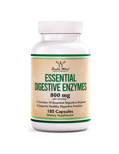 Enzimas Digestivas 800mg Double Wood - 10 Esenciales para Digestión