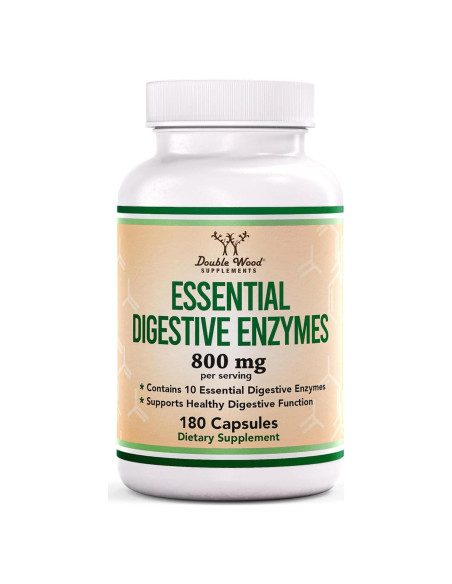 Enzimas Digestivas 800mg Double Wood - 10 Esenciales para Digestión