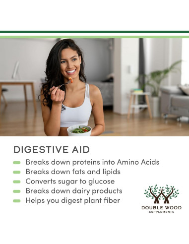 Enzimas Digestivas 800mg Double Wood - 10 Esenciales para Digestión