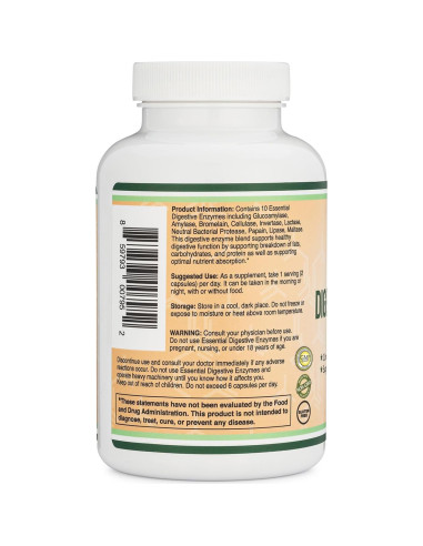 Enzimas Digestivas 800mg Double Wood - 10 Esenciales para Digestión
