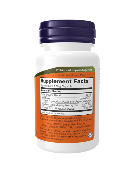 NOW Foods Suplemento Digestión Completa Lácteos 90 Cápsulas Veganas