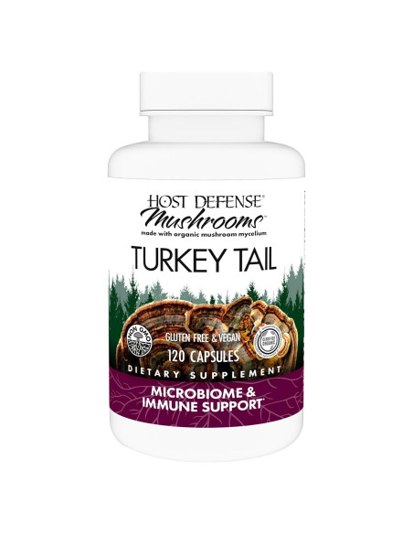 Cápsulas de Cola de Pavo Host Defense - 120 Unidades - Suplemento Digestivo e Inmunitario