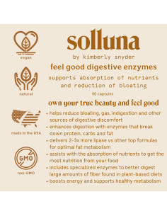 Enzimas Digestivas Solluna Kimberly Snyder 90 Cápsulas Veganas 2