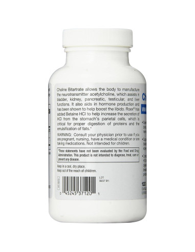 Suplemento Roex Bitartarato de Colina 1000 mg 120 Cápsulas