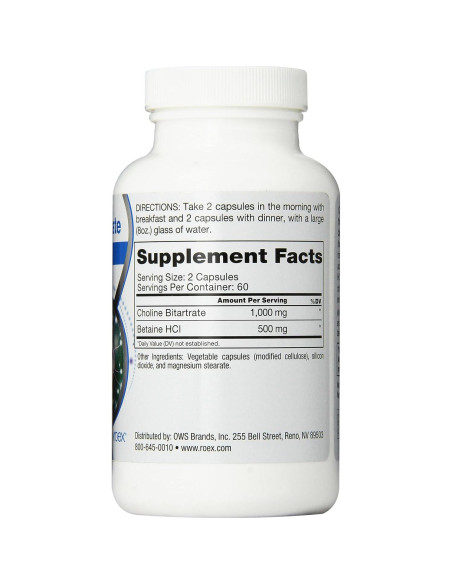 Suplemento Roex Bitartarato de Colina 1000 mg 120 Cápsulas