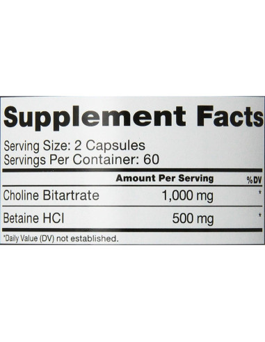 Suplemento Roex Bitartarato de Colina 1000 mg 120 Cápsulas