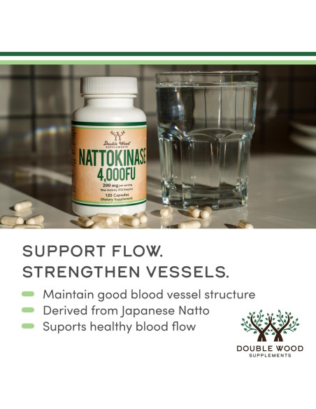 Suplemento Nattokinasa 4000 FU Double Wood 120 Cápsulas