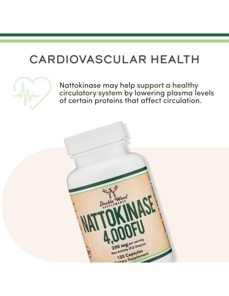 Suplemento Nattokinasa 4000 FU Double Wood 120 Cápsulas