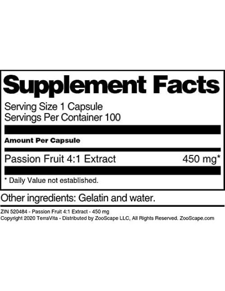 Extracto de Fruta de la Pasión 4:1 TerraVita 450 mg 100 Cápsulas