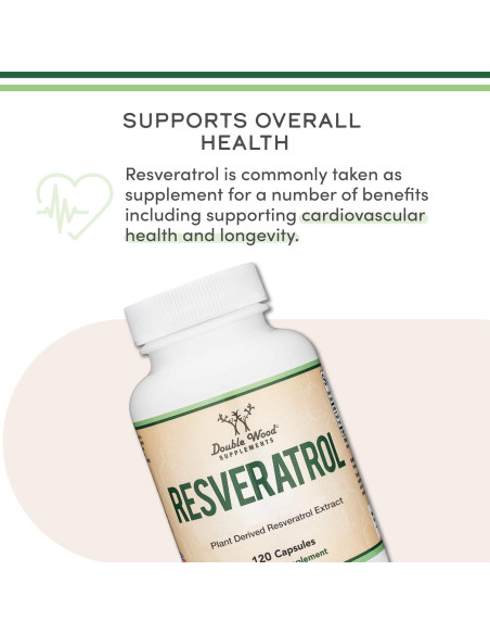 Suplemento de Resveratrol 500mg Double Wood 120 Cápsulas