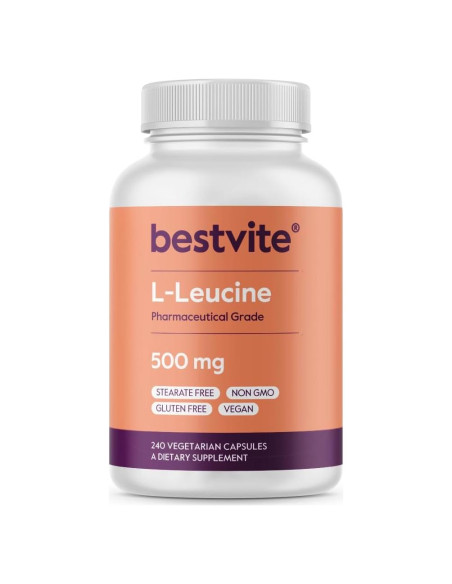 L-Leucina Bestvite 500mg 240 Cápsulas Veganas Sin Rellenos