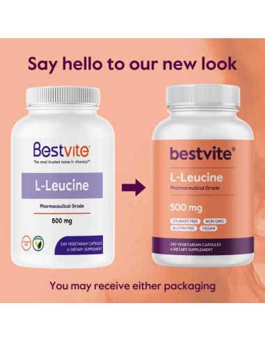 L-Leucina Bestvite 500mg 240 Cápsulas Veganas Sin Rellenos