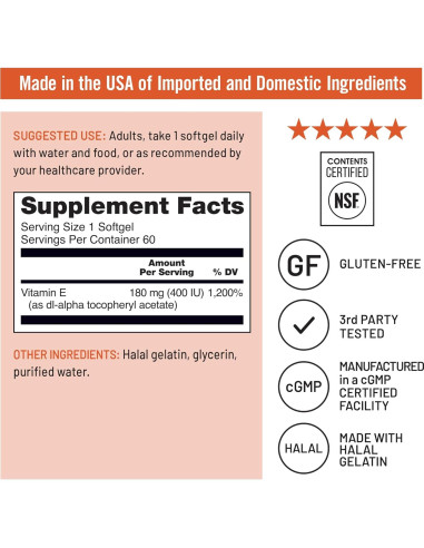 NatureWise Vitamina E 400 IU 60 Softgels Antioxidante