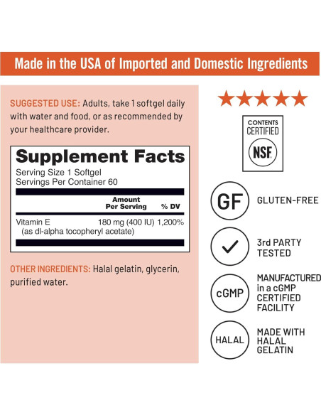 NatureWise Vitamina E 400 IU 60 Softgels Antioxidante