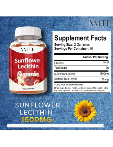 Gomitas Veganas de Lecitina de Girasol 800mg - 60 Chicles