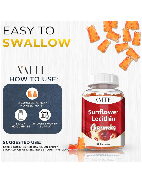 Gomitas Veganas de Lecitina de Girasol 800mg - 60 Chicles