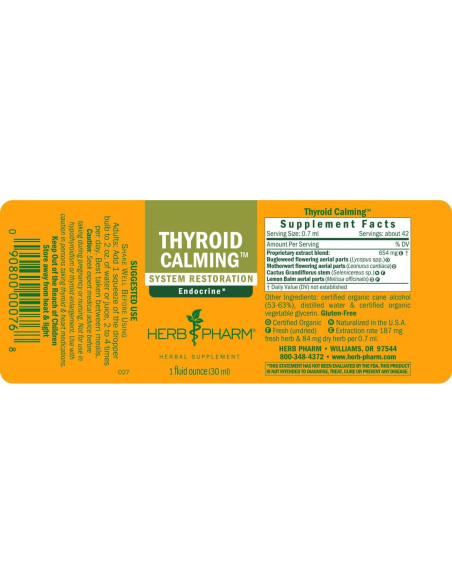 Herb Pharm Fórmula Herbal Líquida Calmante Tiroides 30ml