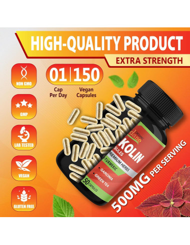 Suplemento de Forskolina Cadane 5 en 1 - 150 Cápsulas