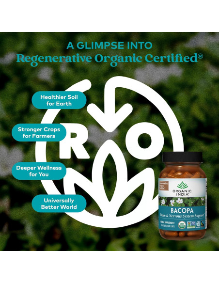 Suplemento Bacopa Monnieri Organic India - 60 Cápsulas Veganas