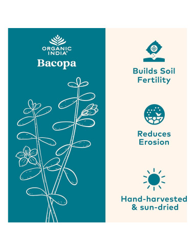 Suplemento Bacopa Monnieri Organic India - 60 Cápsulas Veganas