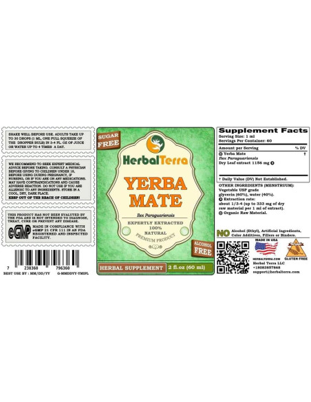 Extracto Líquido de Yerba Mate Orgánica Herbal Terra 60 ml