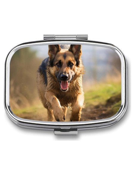 Organizador de Pastillas Perro Pastor Alemán Corriendo 5.6x4.1cm