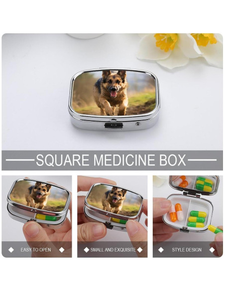 Organizador de Pastillas Perro Pastor Alemán Corriendo 5.6x4.1cm