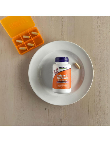 Suplemento Indole-3-Carbinol 200 mg NOW Foods 60 Cápsulas Veganas